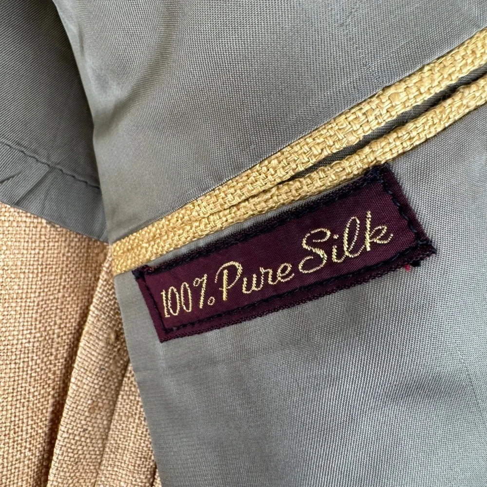 Hudson's Men's Store Silk Blazer Mens 40R Tan Vintage Two Button Sport‎ Coat